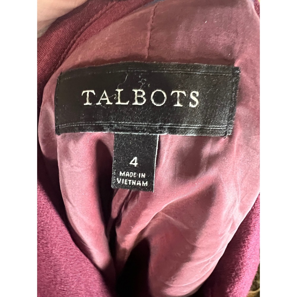Talbots Burgundy Peplum Knit Blazer Jacket Size 4 Button Front Stretch Lined - Picture 5 of 5